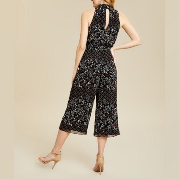 TED BAKER Marcila Hazel Floral Halterneck Jumpsuit Crop Wide Leg Open Back Sz 4 - Picture 7 of 16